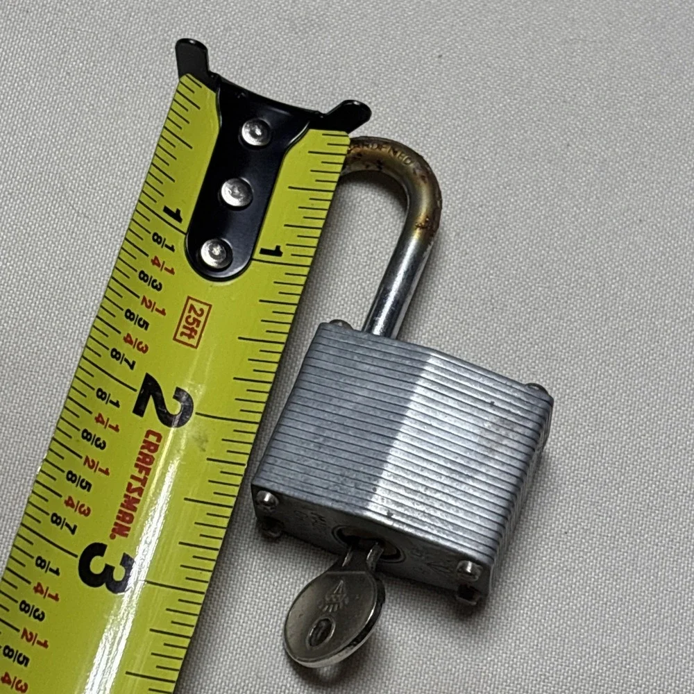 Vtg Diamond Lock Company Chrome Plated Padlock & Original Key